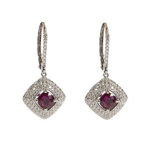 18k diamond and ruby drop earrings