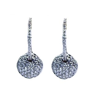 18kt diamond circle drop earrings