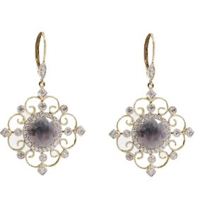 18k fancy sapphire and diamond drop earrings