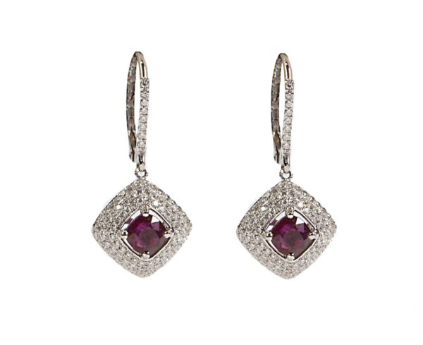18k diamond and ruby drop earrings