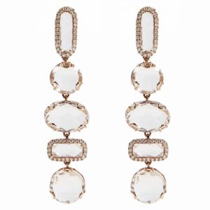 18k rose gold and white topaz drop earrings