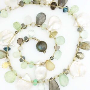 multi semi precious stone and pearl necklace