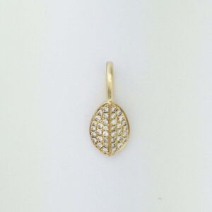 18k yellow gold diamond leaf pendant