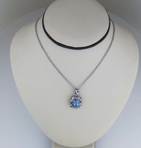 18k Rare Peruvian Opal and diamond 18kt Aquamarine pendant