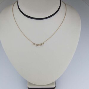 18K yg and diamond briolette charm necklace. 9 briolettes=0.62cts