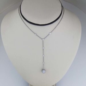Diamond drop ball necklace in 18k