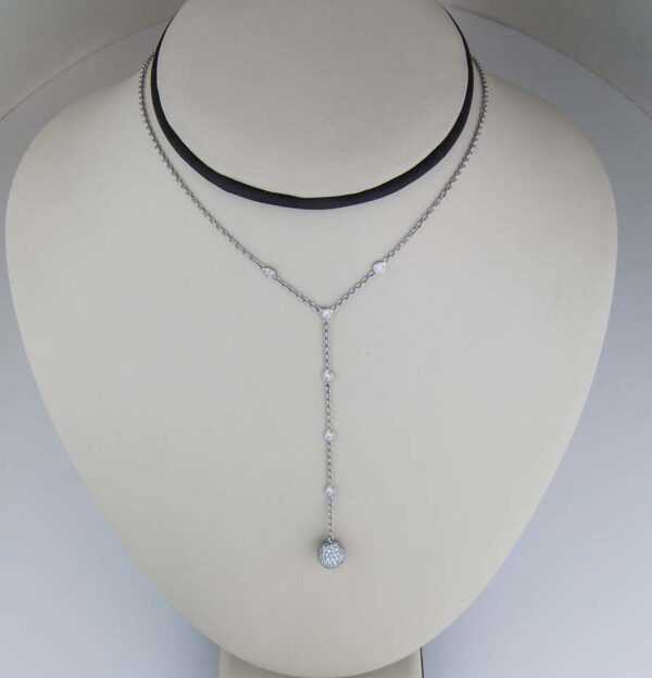 Diamond drop ball necklace in 18k