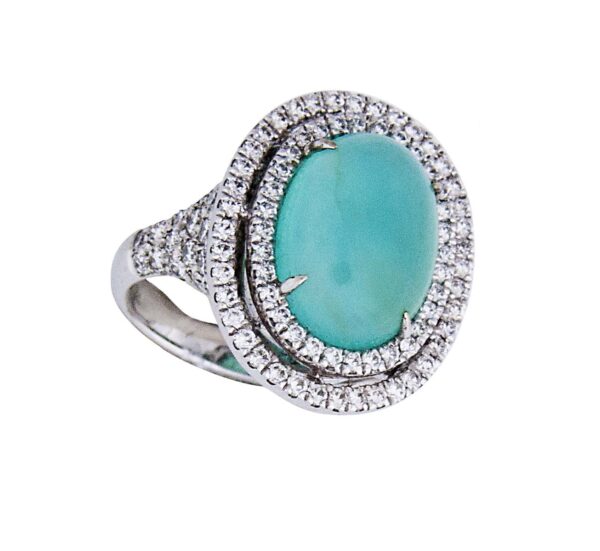 18k Peruvian Opal and diamond cocktail ring