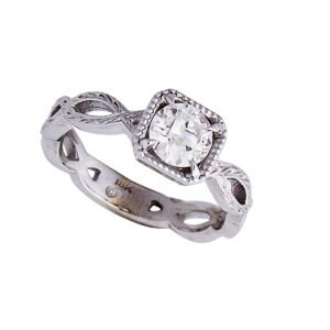 18kt handmade vintage twist shank diamond ring