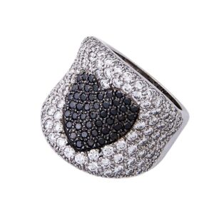 18k White Gold wide handmade Diamond ring by Platini