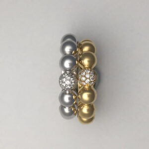 18kt beaded stackable rings in yellow or white gold with diamond bead